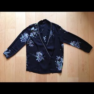 Zara black flowered blouse - XS